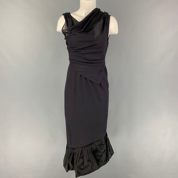 VERA WANG Size 4 Navy Wool Polyester Sleeveless Dress - Picture 1 of 1